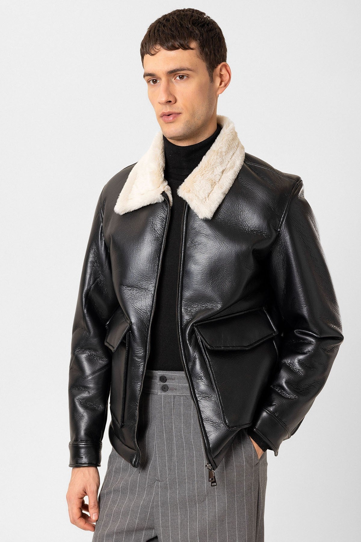 Antioch Astar Detailed Faux Leather Jacket
