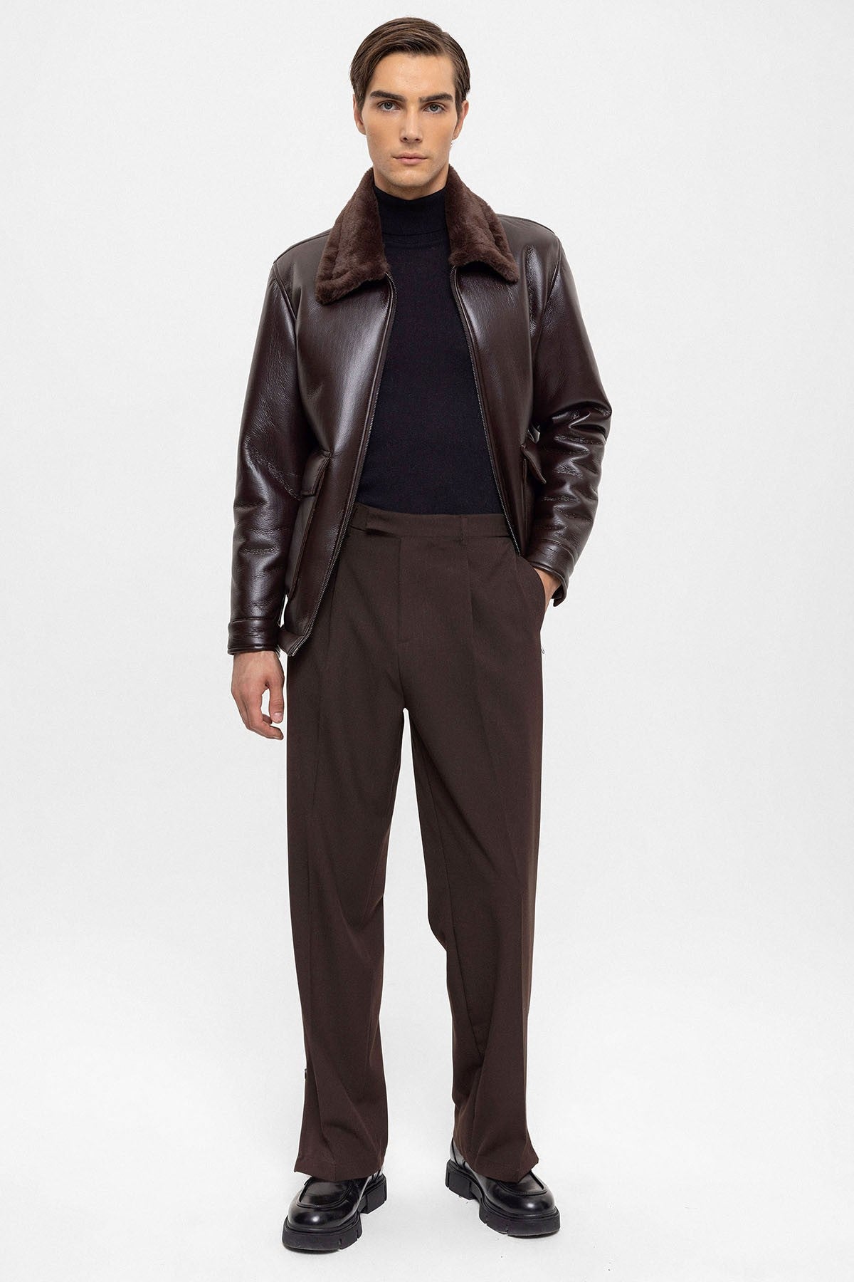Antioch Astar Detailed Faux Leather Jacket