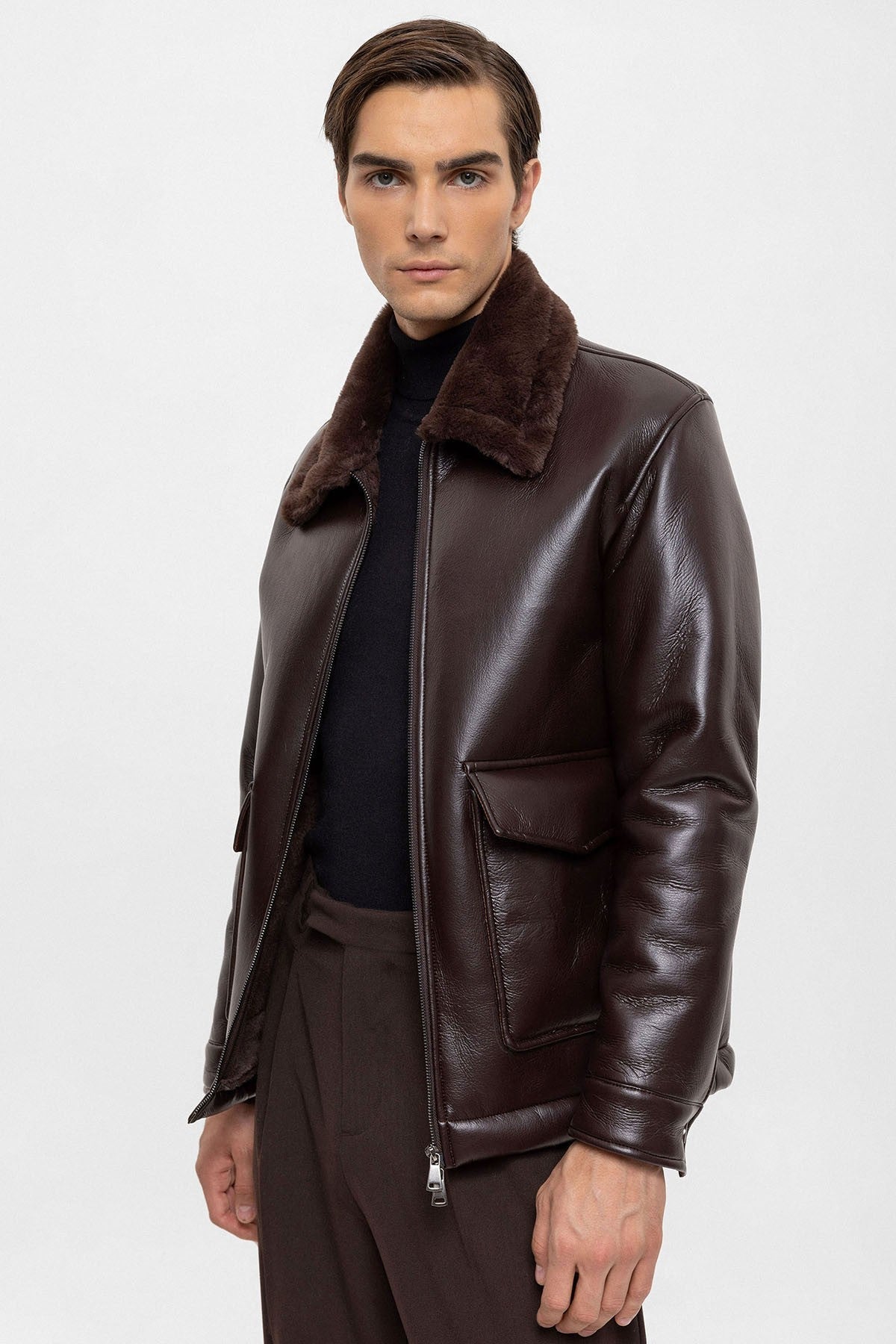 Antioch Astar Detailed Faux Leather Jacket