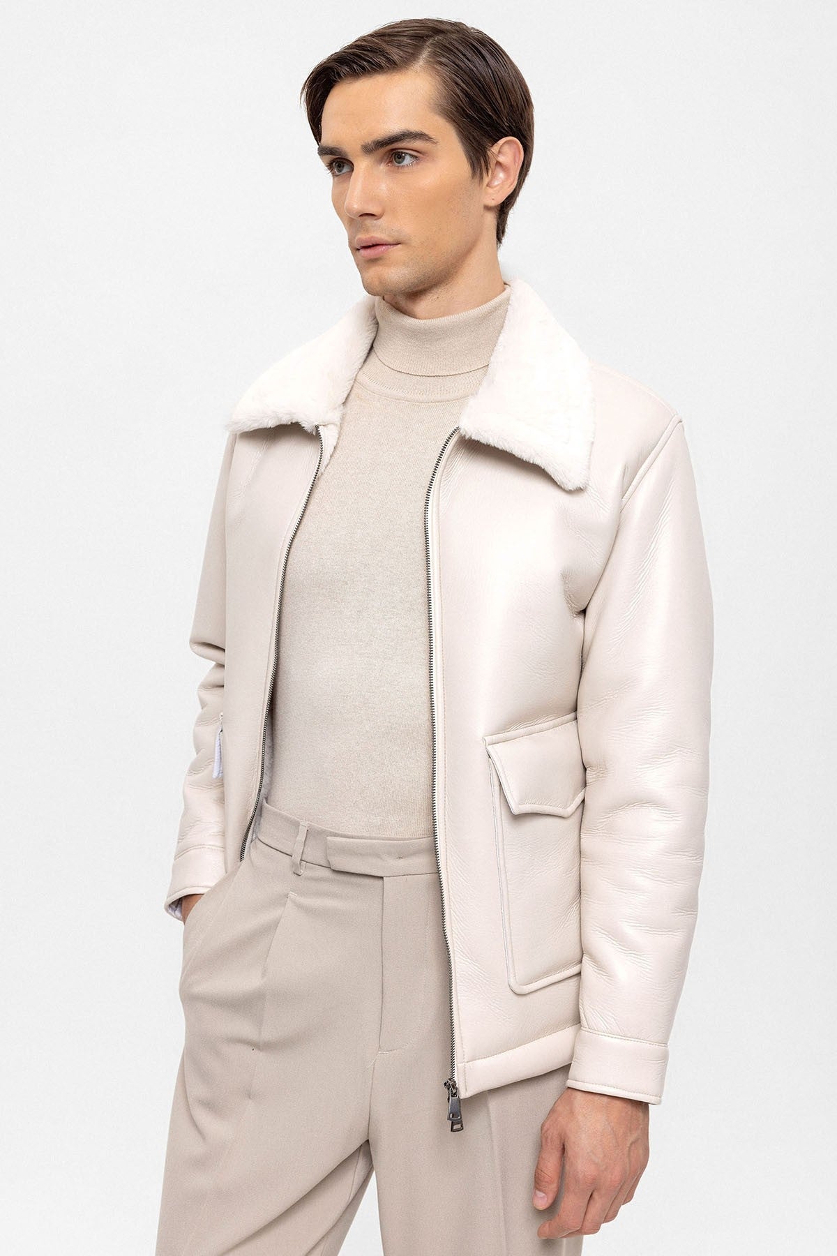 Antioch Astar Detailed Faux Leather Jacket
