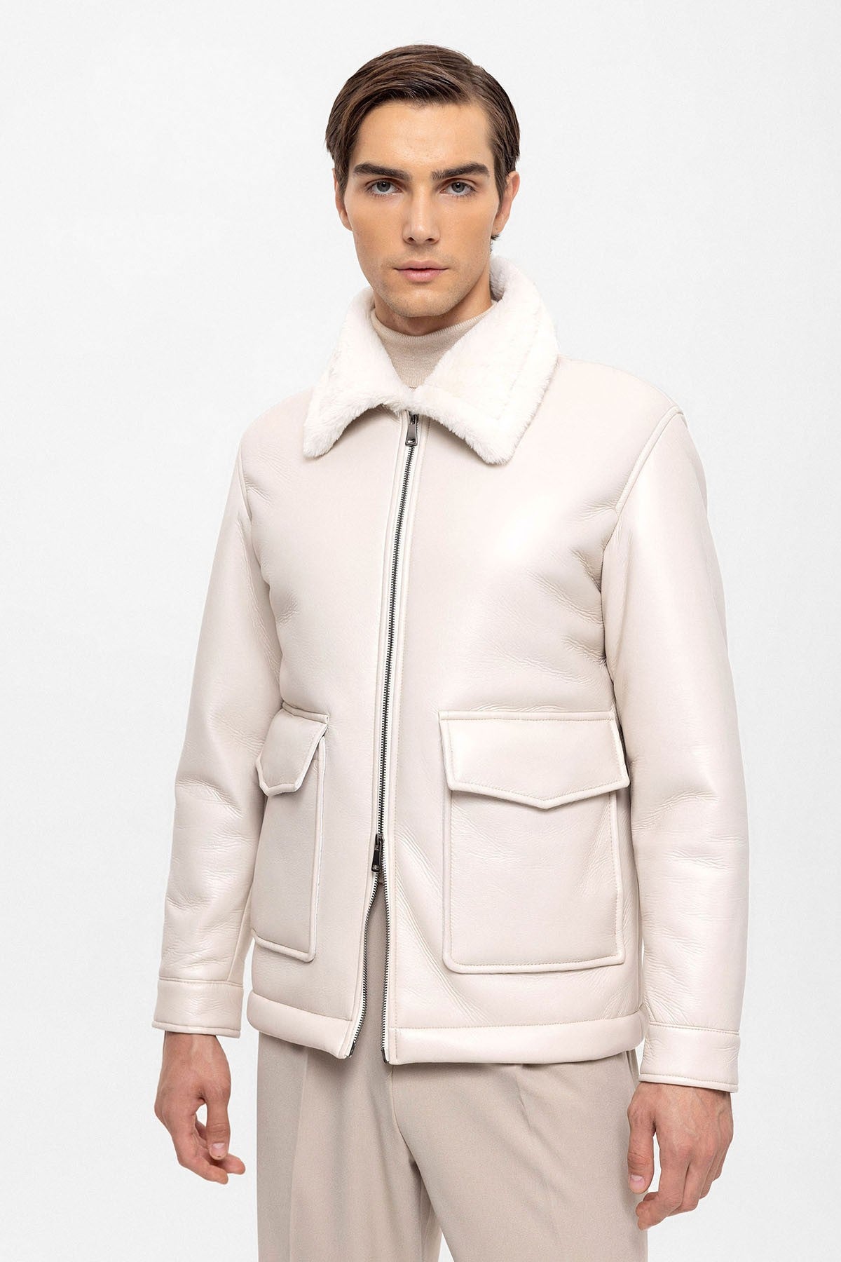 Antioch Astar Detailed Faux Leather Jacket