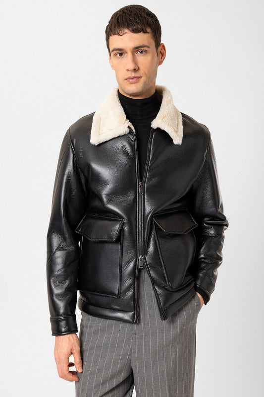 Antioch Astar Detailed Faux Leather Jacket