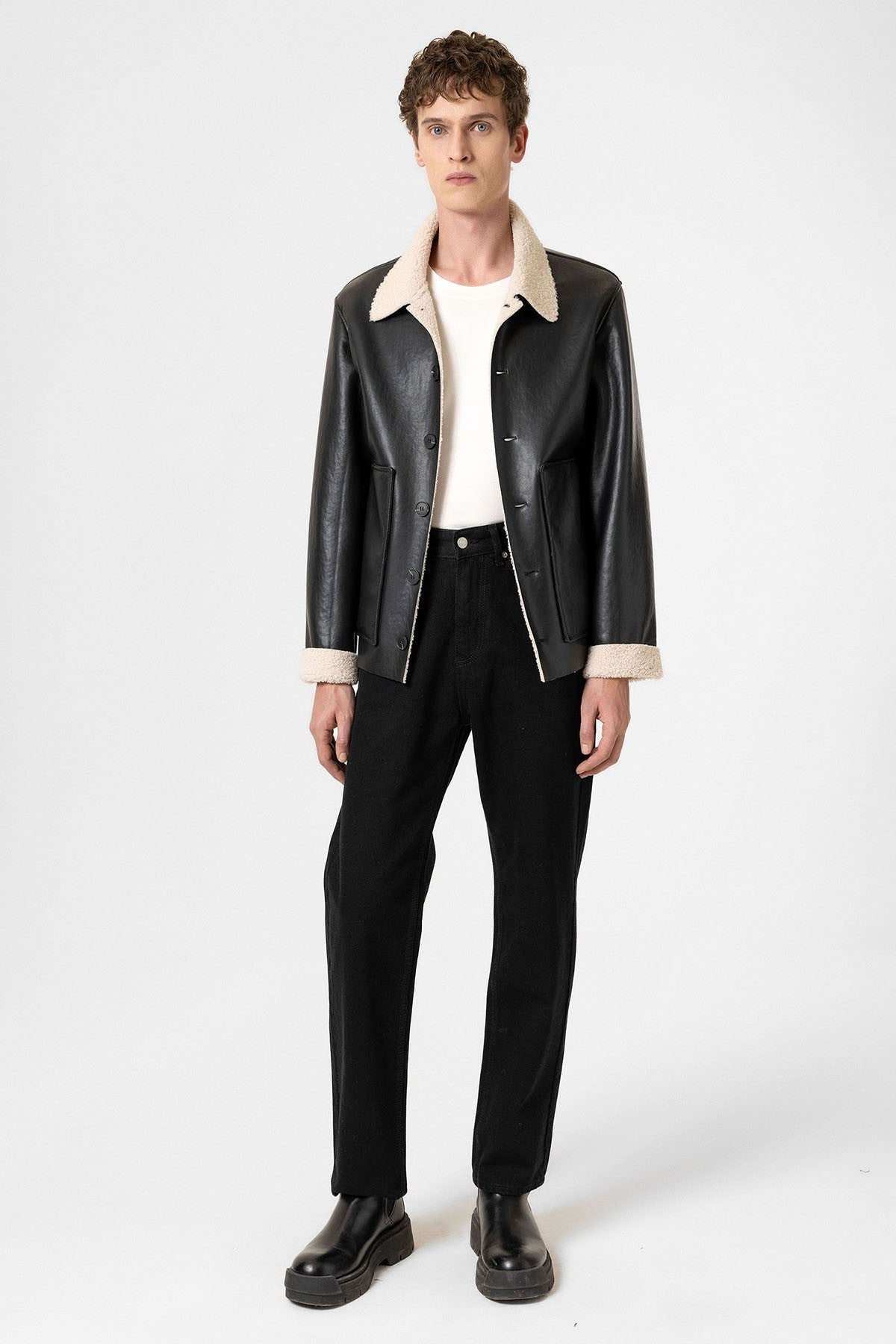 Antioch Astar Detailed Faux Leather Men's Jacket