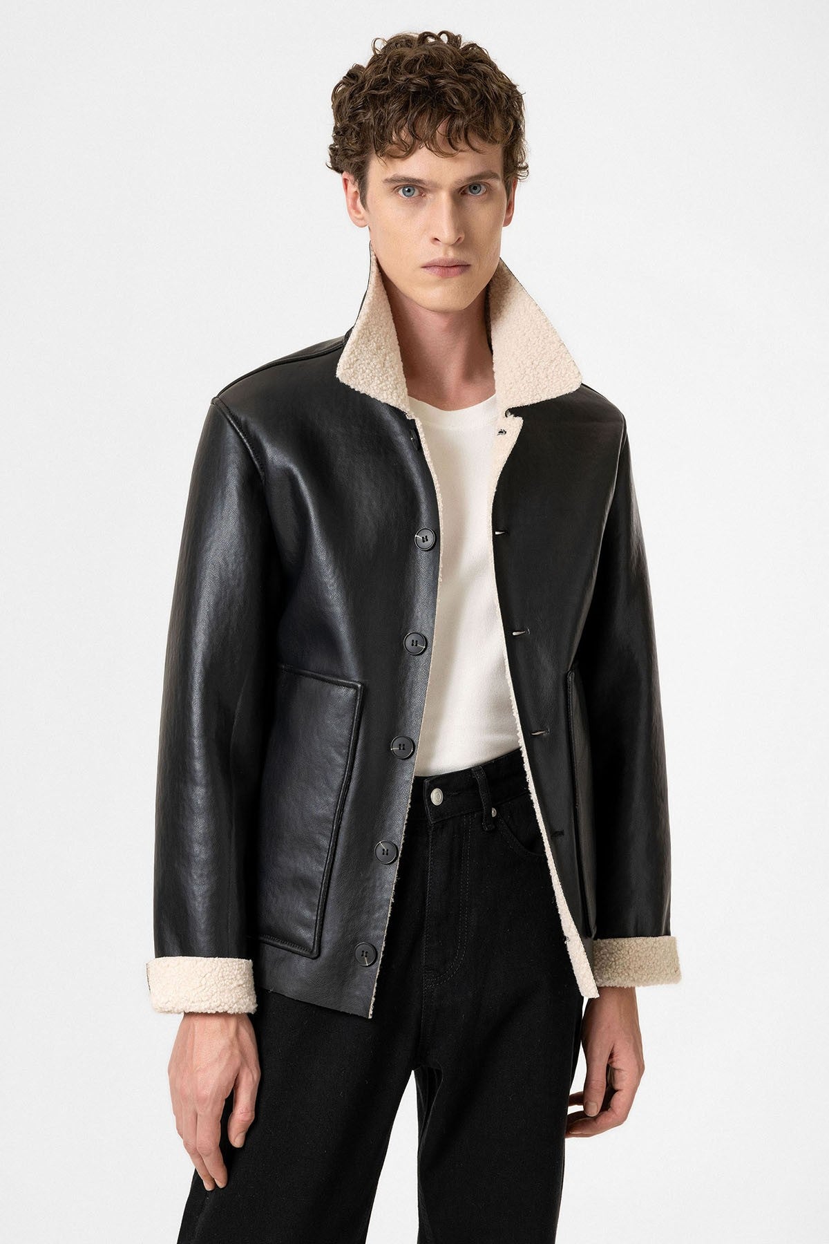Antioch Astar Detailed Faux Leather Men's Jacket