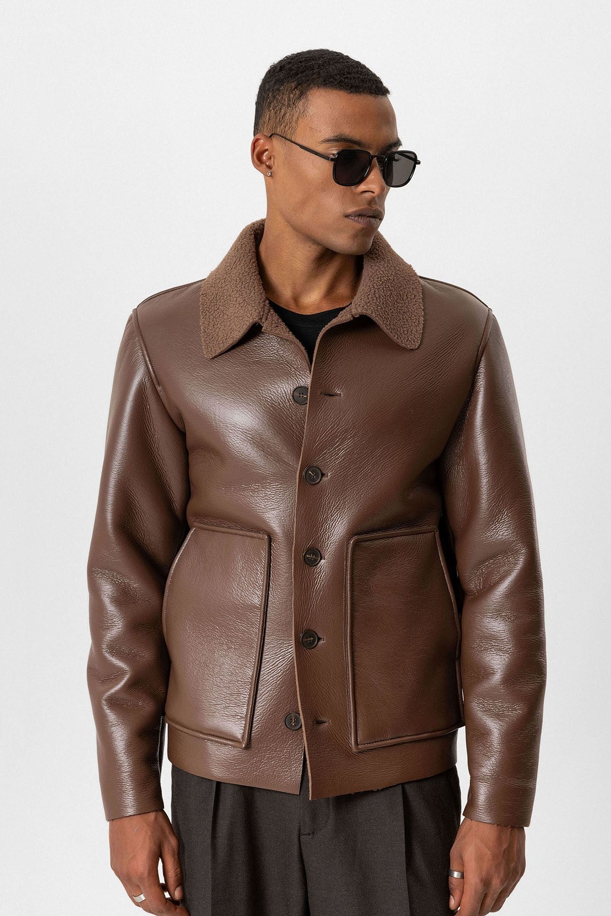 Antioch Astar Detailed Faux Leather Men's Jacket