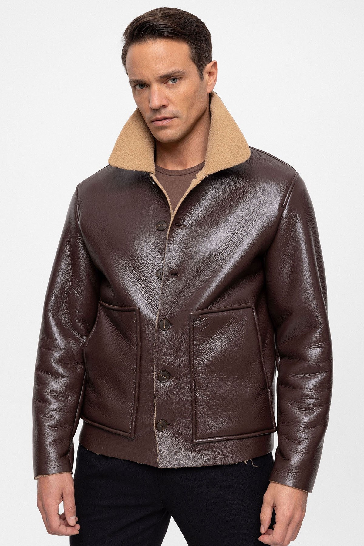 Antioch Astar Detailed Faux Leather Men's Jacket
