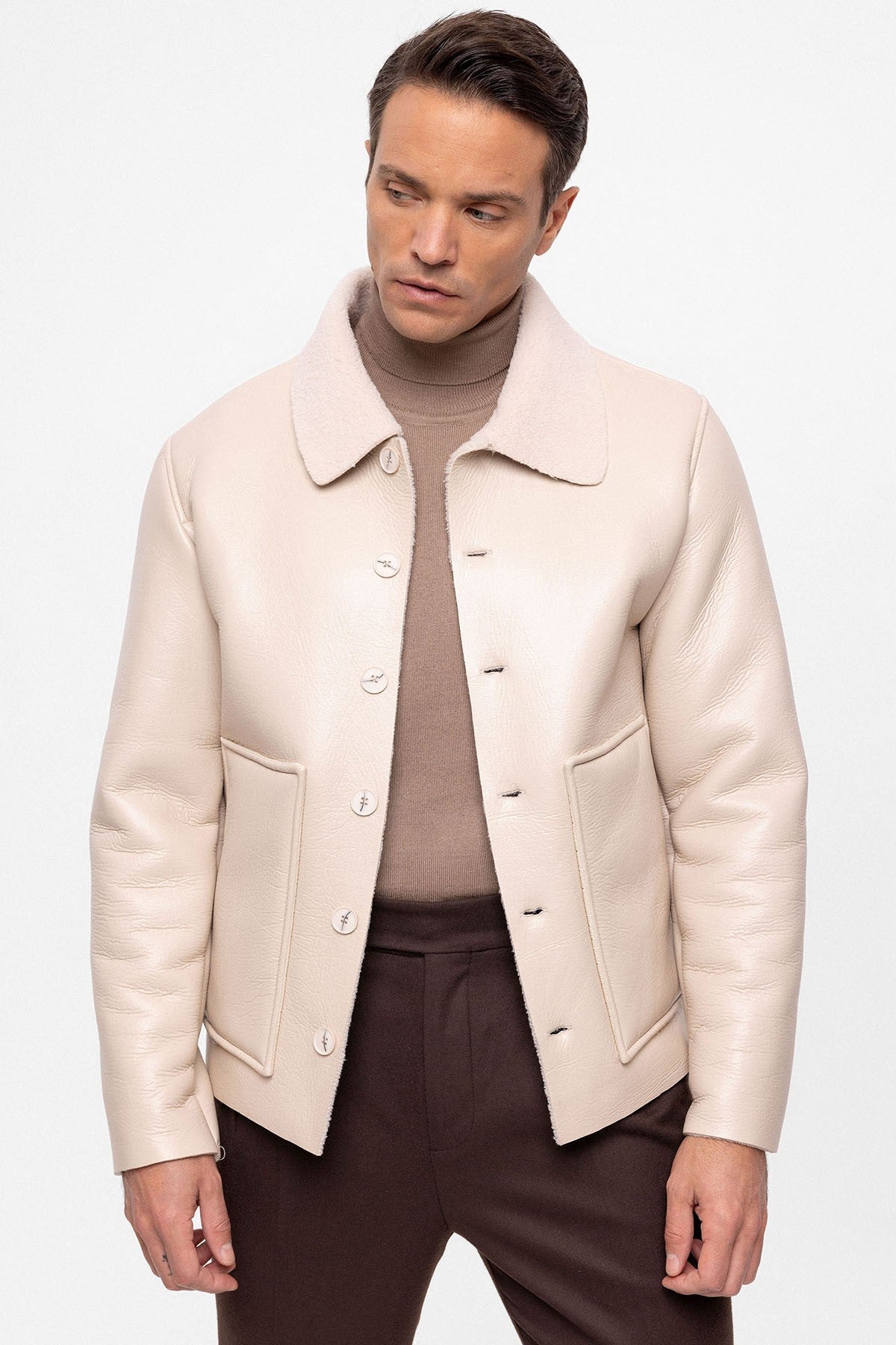 Antioch Astar Detailed Faux Leather Men's Jacket