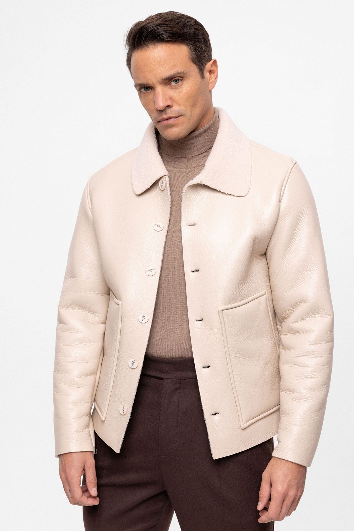 Antioch Astar Detailed Faux Leather Men's Jacket