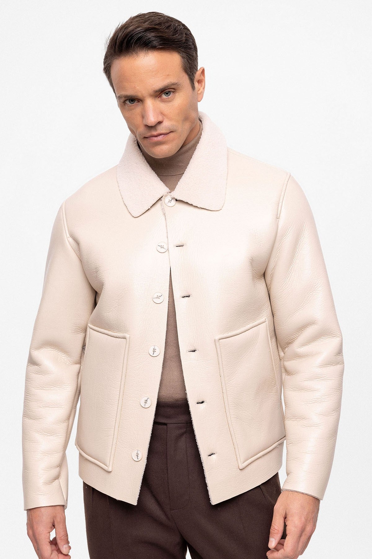 Antioch Astar Detailed Faux Leather Men's Jacket