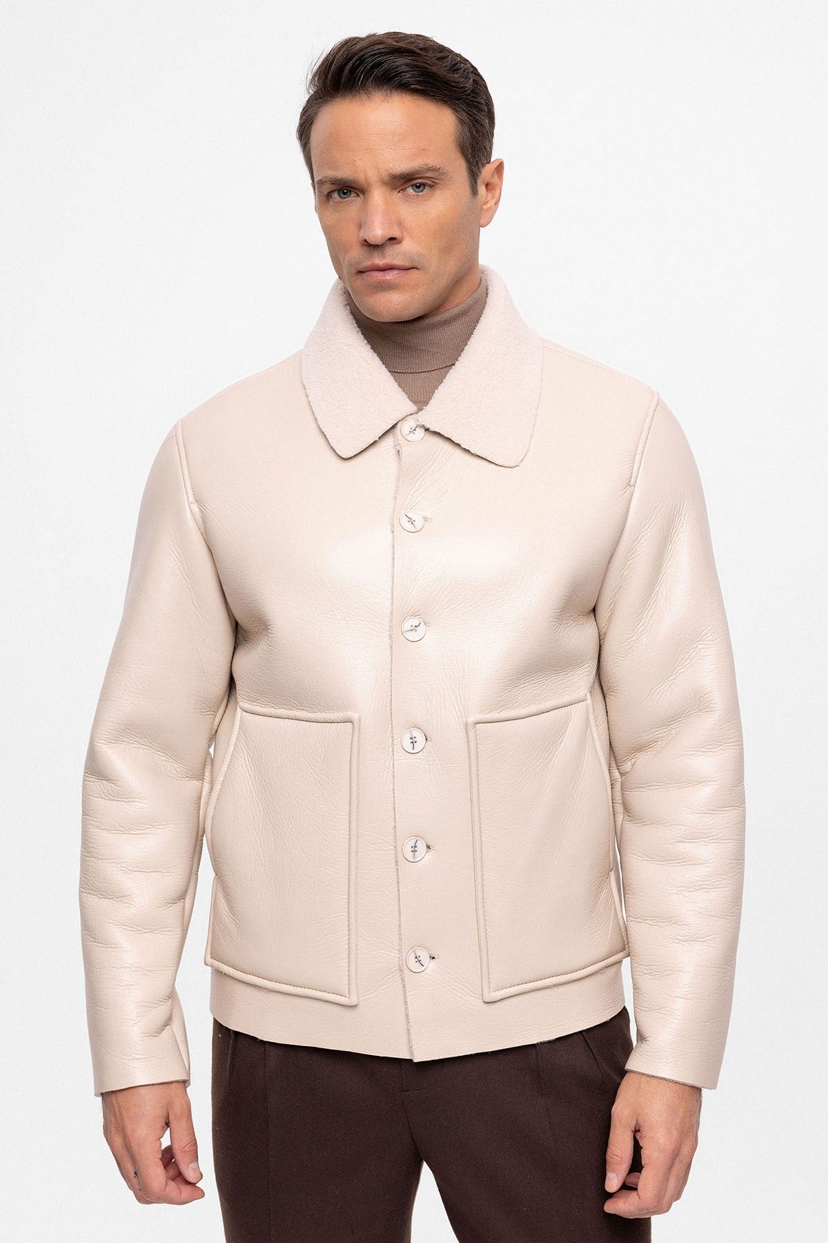 Antioch Astar Detailed Faux Leather Men's Jacket