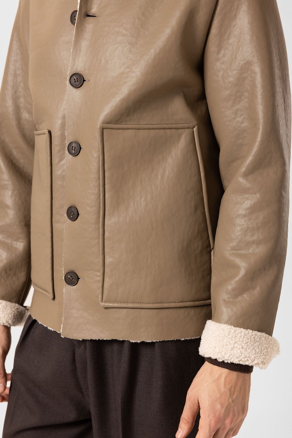 Antioch Astar Detailed Faux Leather Men's Jacket