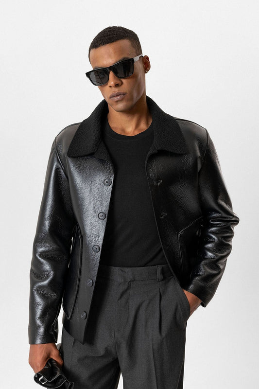 Antioch Astar Detailed Faux Leather Men's Jacket