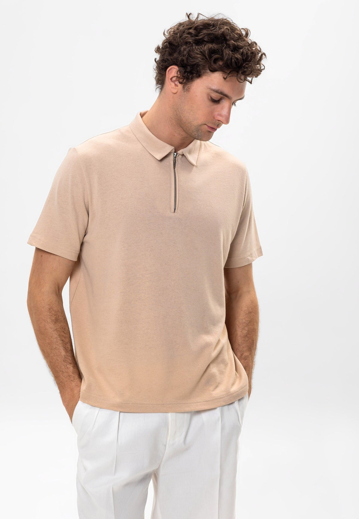 Antioch Polo-Neck Zipper Men's T-Shirt