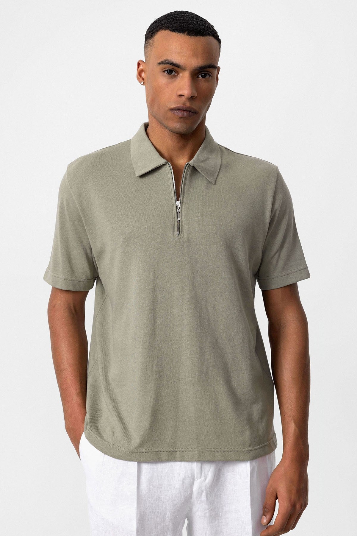 Antioch Polo-Neck Zipper Men's T-Shirt