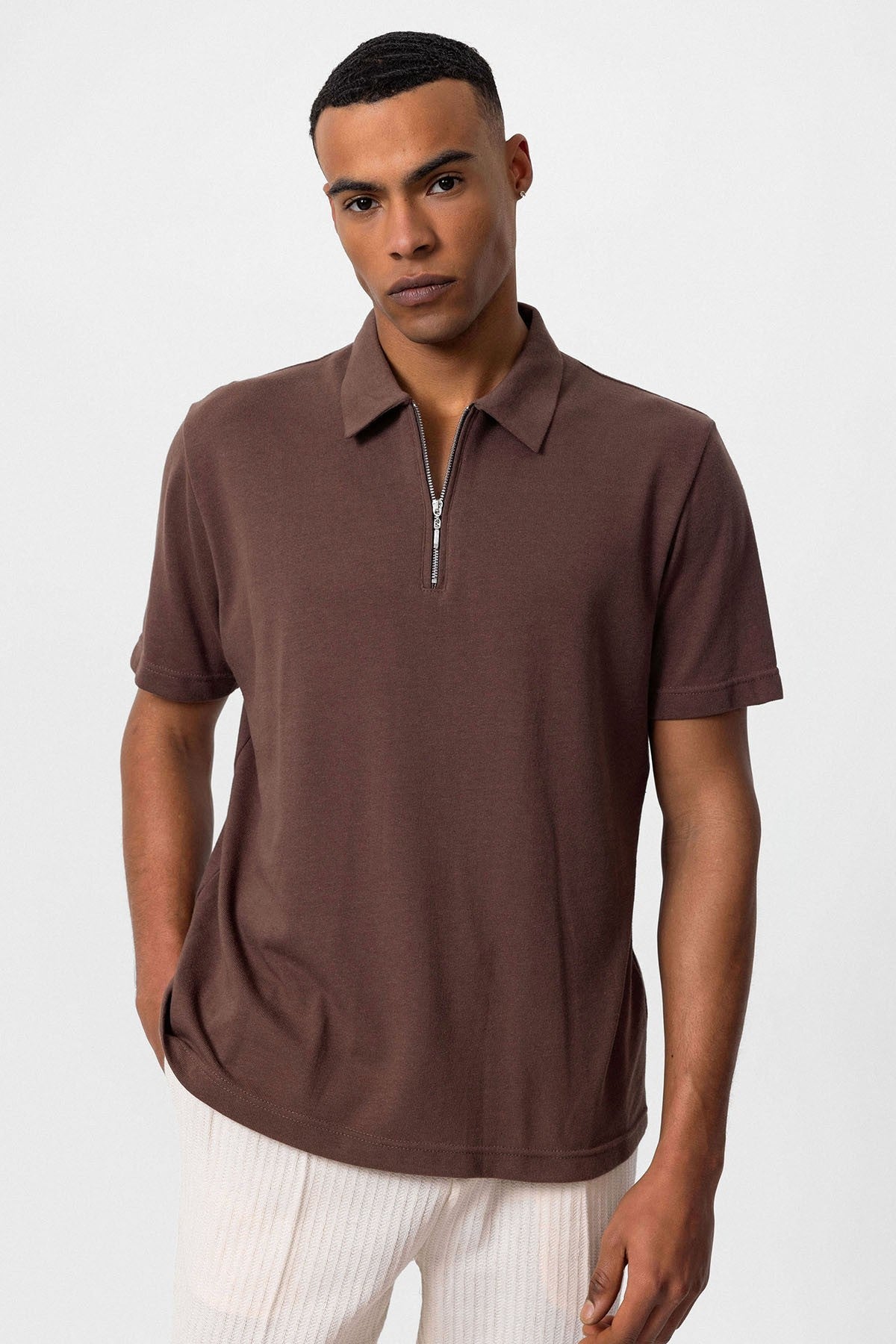 Antioch Polo-Neck Zipper Men's T-Shirt