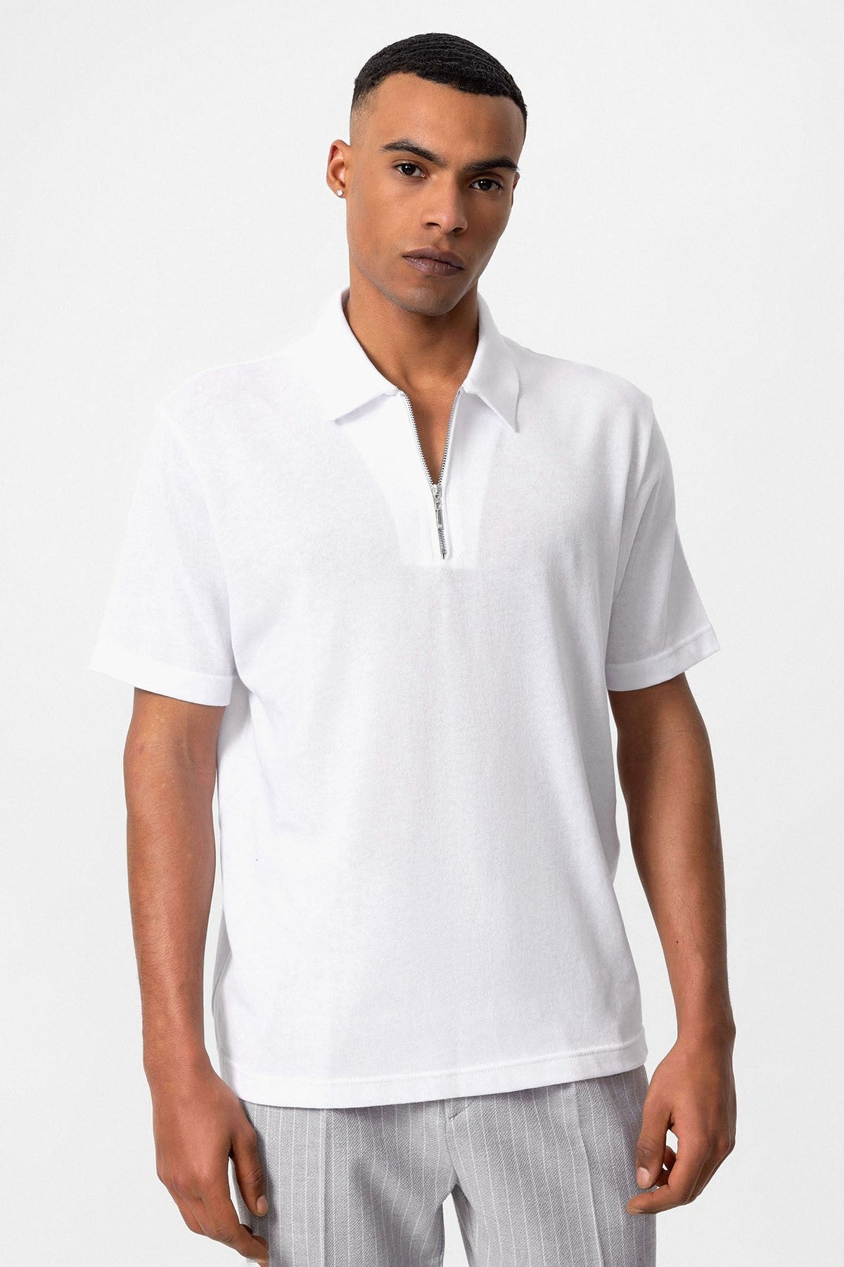 Antioch Polo-Neck Zipper Men's T-Shirt