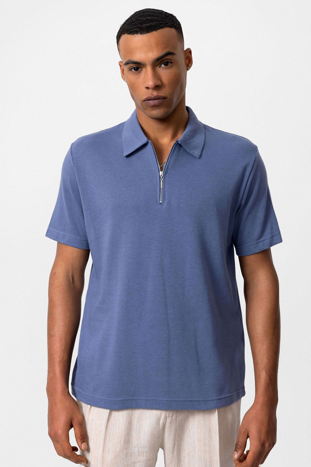 Antioch Polo-Neck Zipper Men's T-Shirt