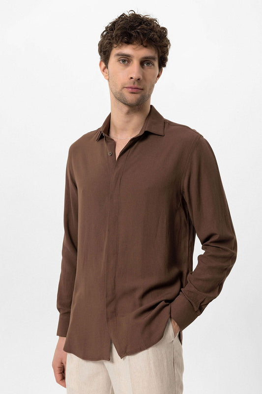 Antioch Hidden-Button Linen-Blend Men's Shirt