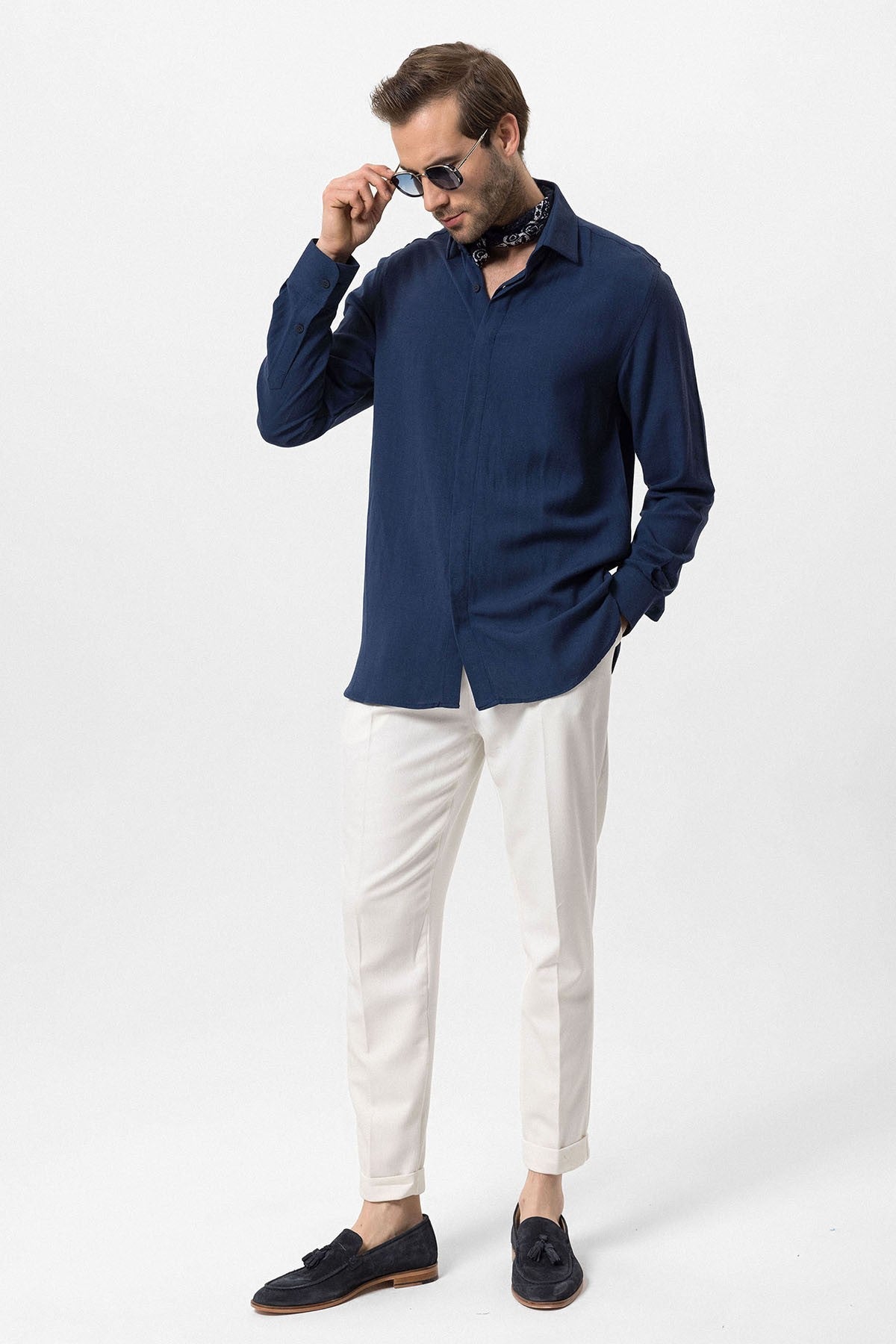 Antioch Hidden-Button Linen-Blend Men's Shirt