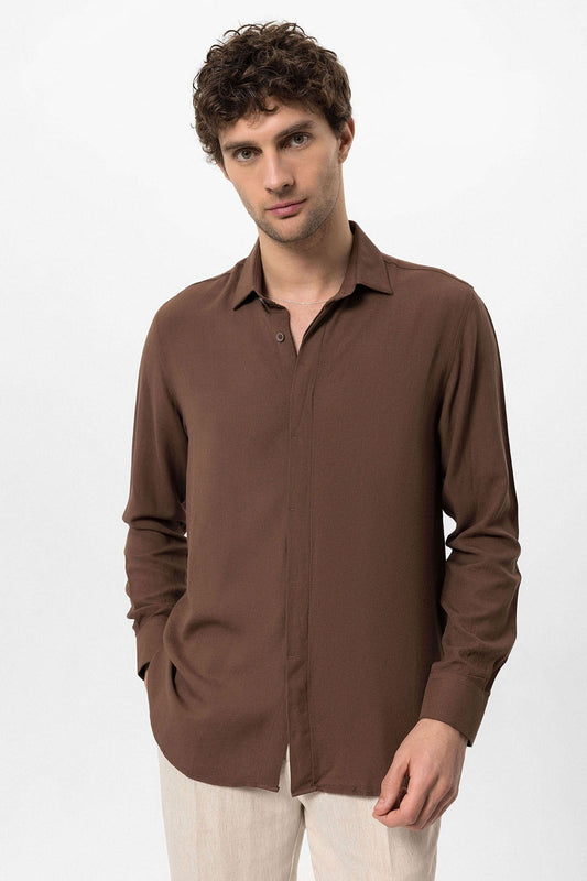 Antioch Hidden-Button Linen-Blend Men's Shirt