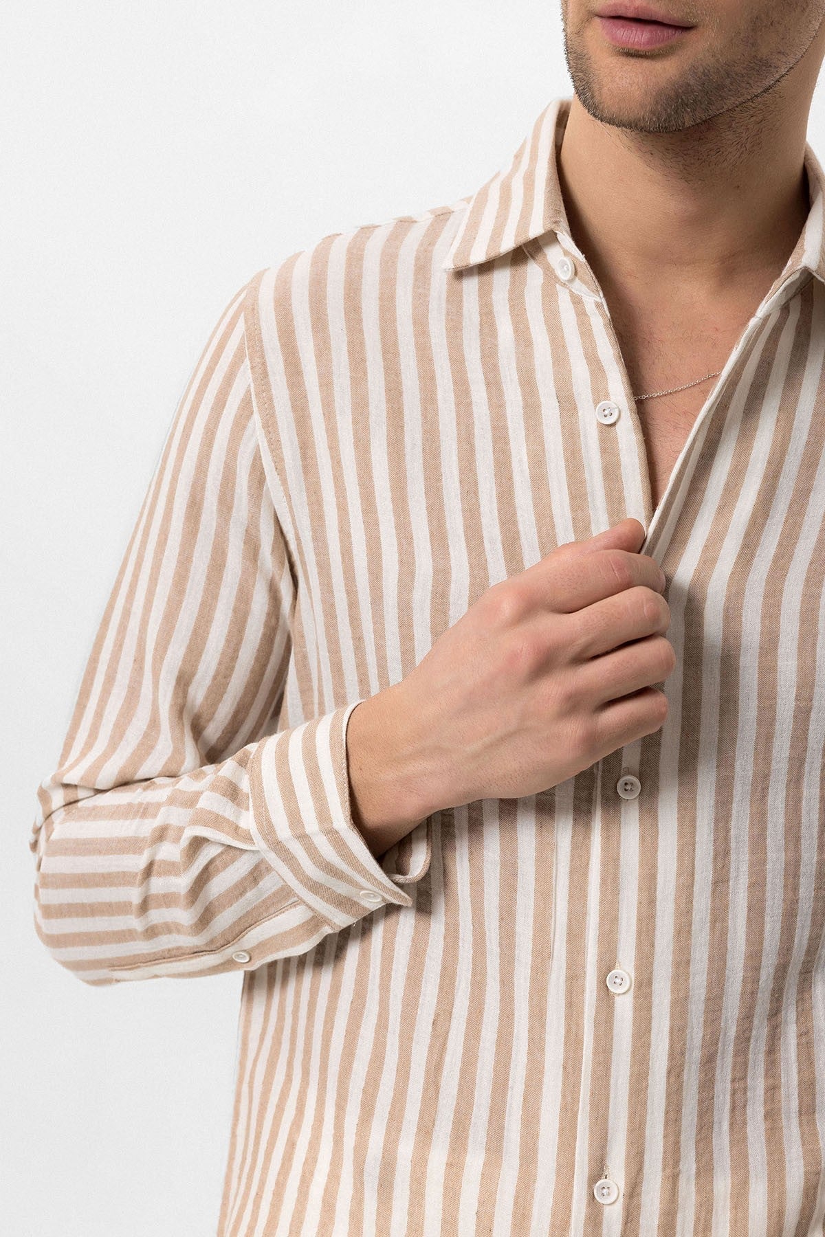 Men's Shirt with Contrast Stripes
