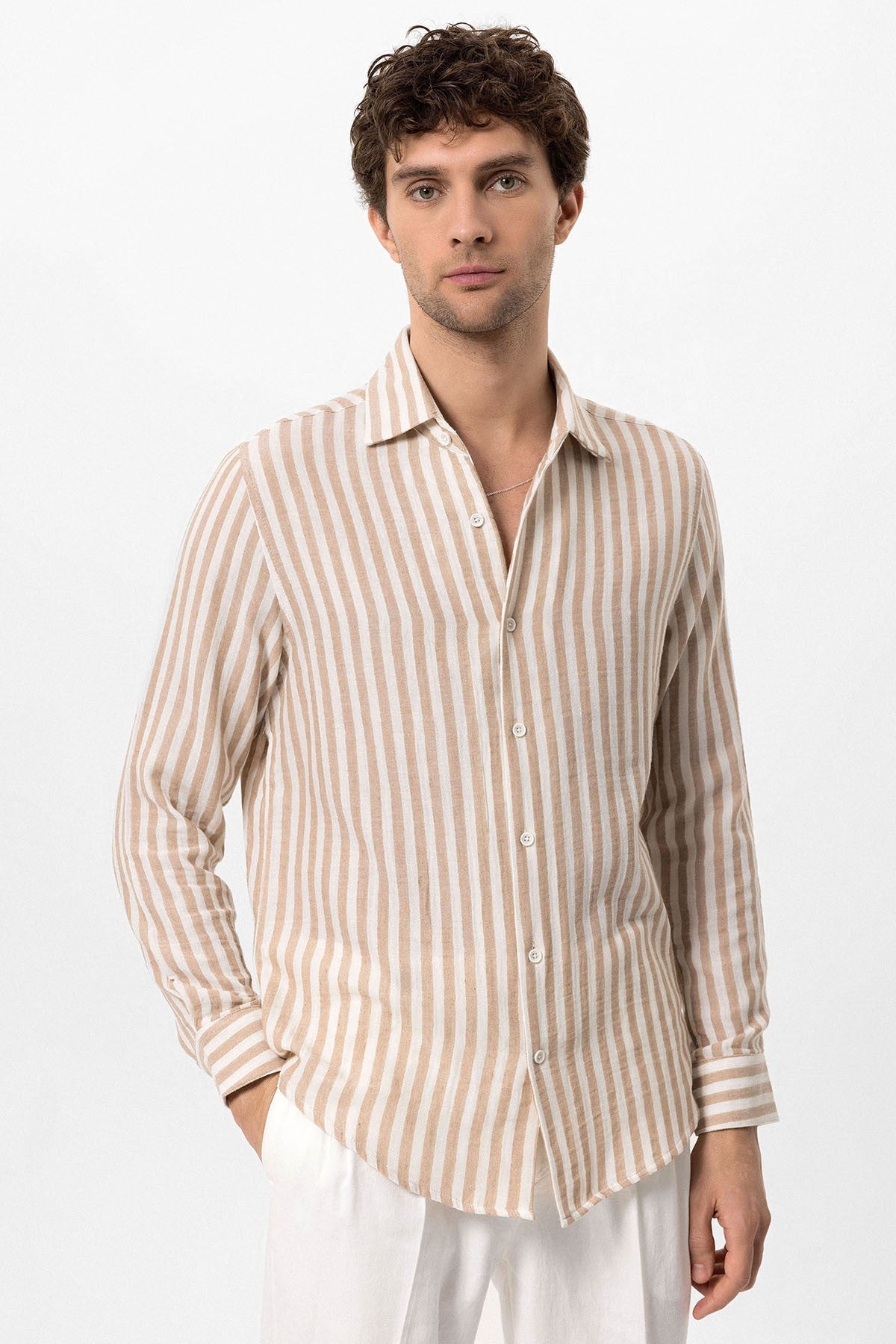 Men's Shirt with Contrast Stripes