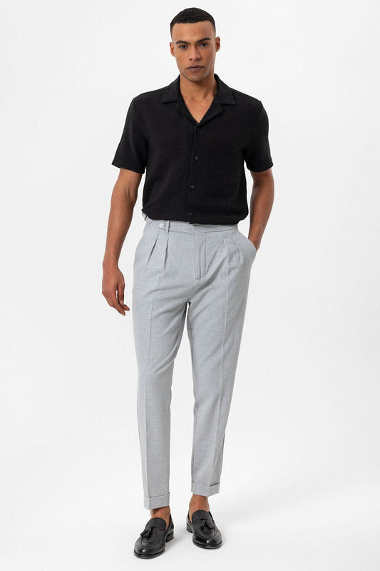 Antioch Men's Shirt with Apache Collar and Knitted Texture