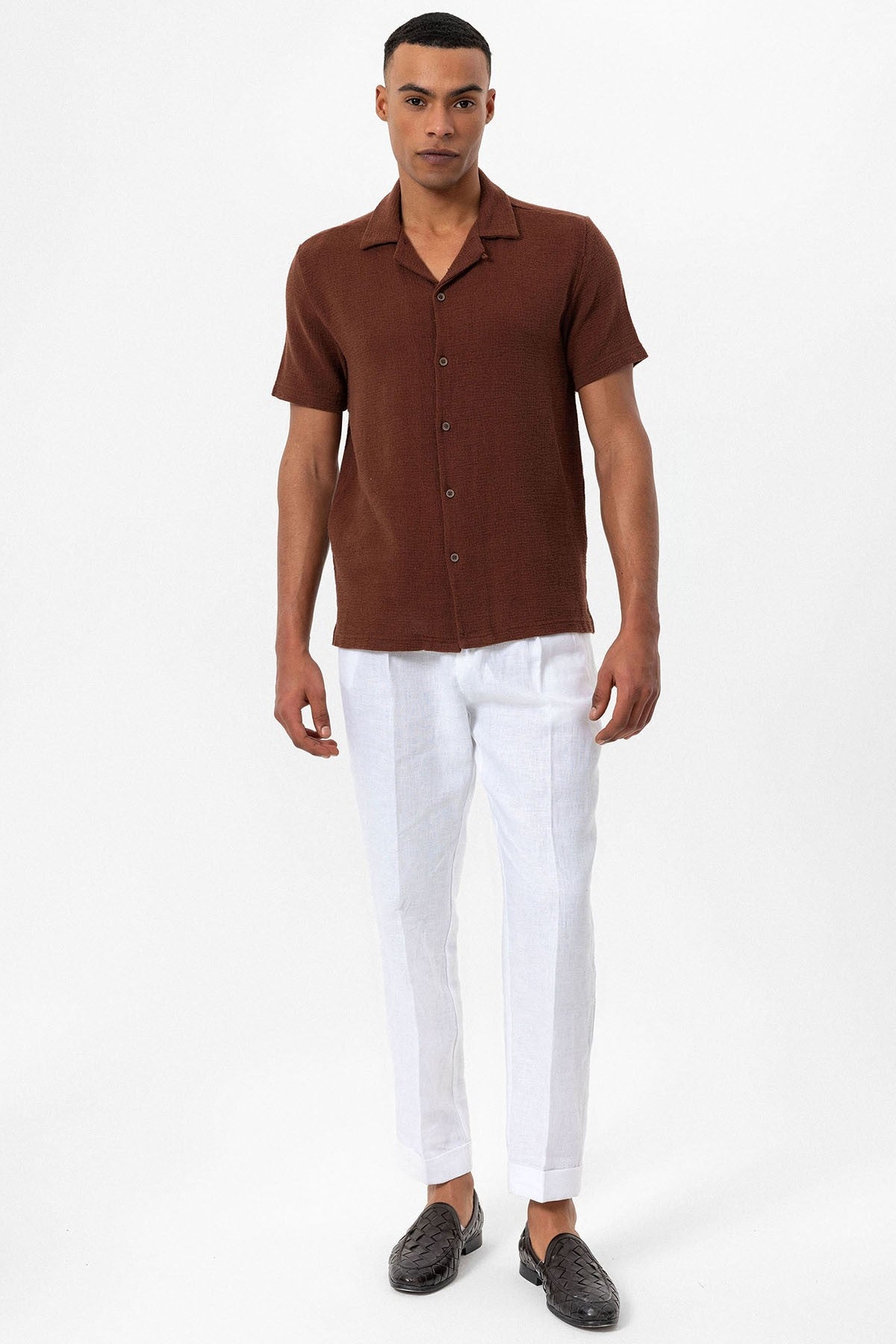 Antioch Men's Shirt with Apache Collar and Knitted Texture