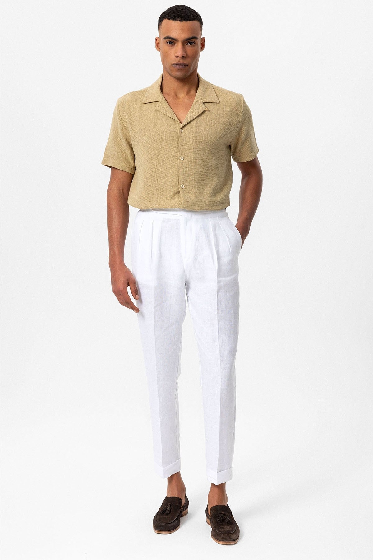 Antioch Men's Shirt with Apache Collar and Knitted Texture
