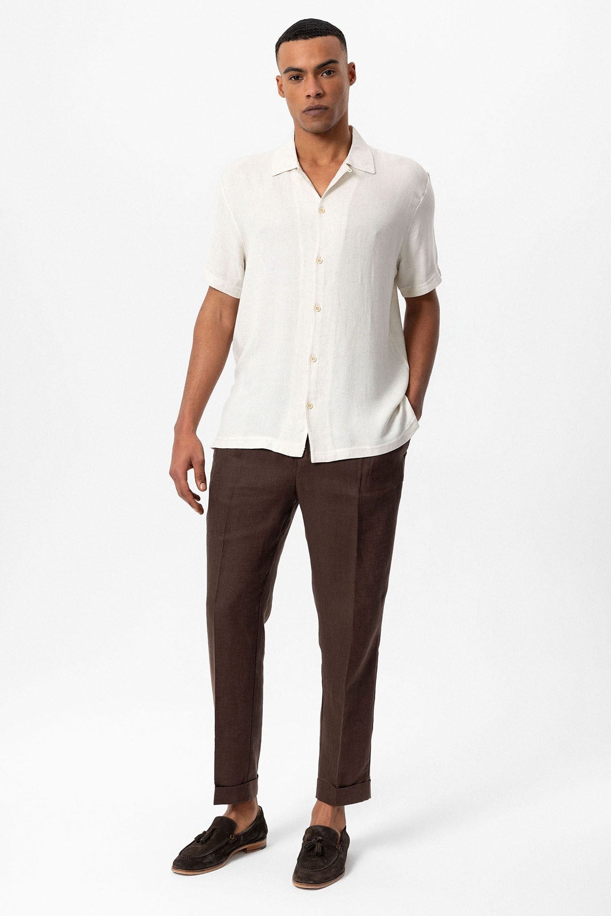Antioch Men's Shirt with Apache Collar and Knitted Texture