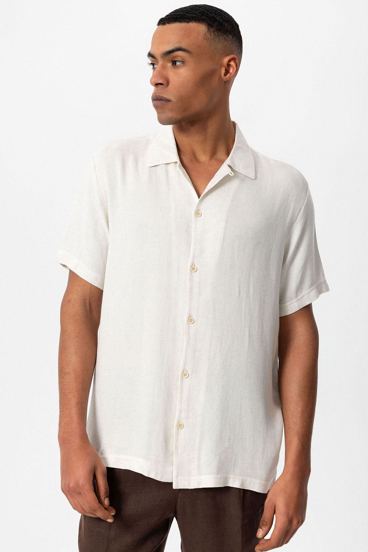 Antioch Men's Shirt with Apache Collar and Knitted Texture