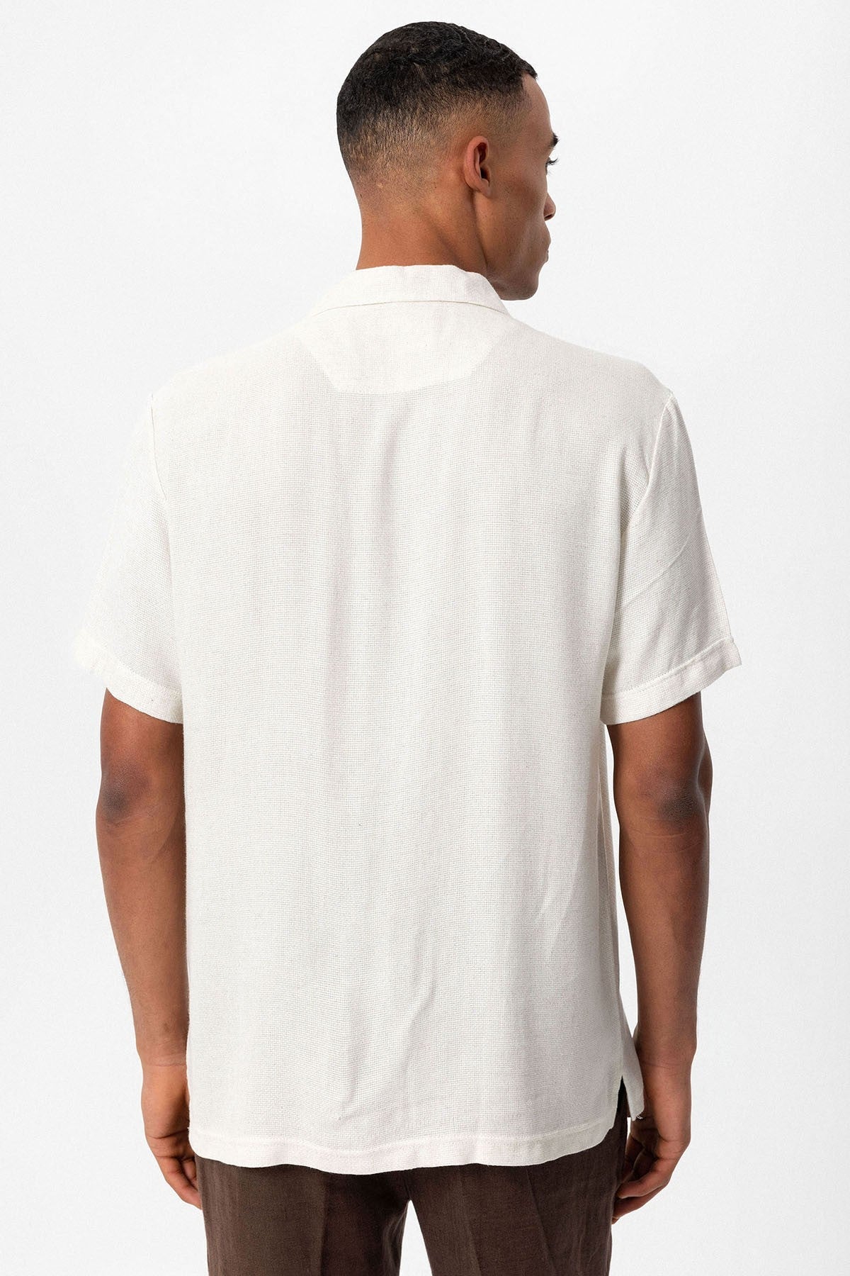 Antioch Men's Shirt with Apache Collar and Knitted Texture