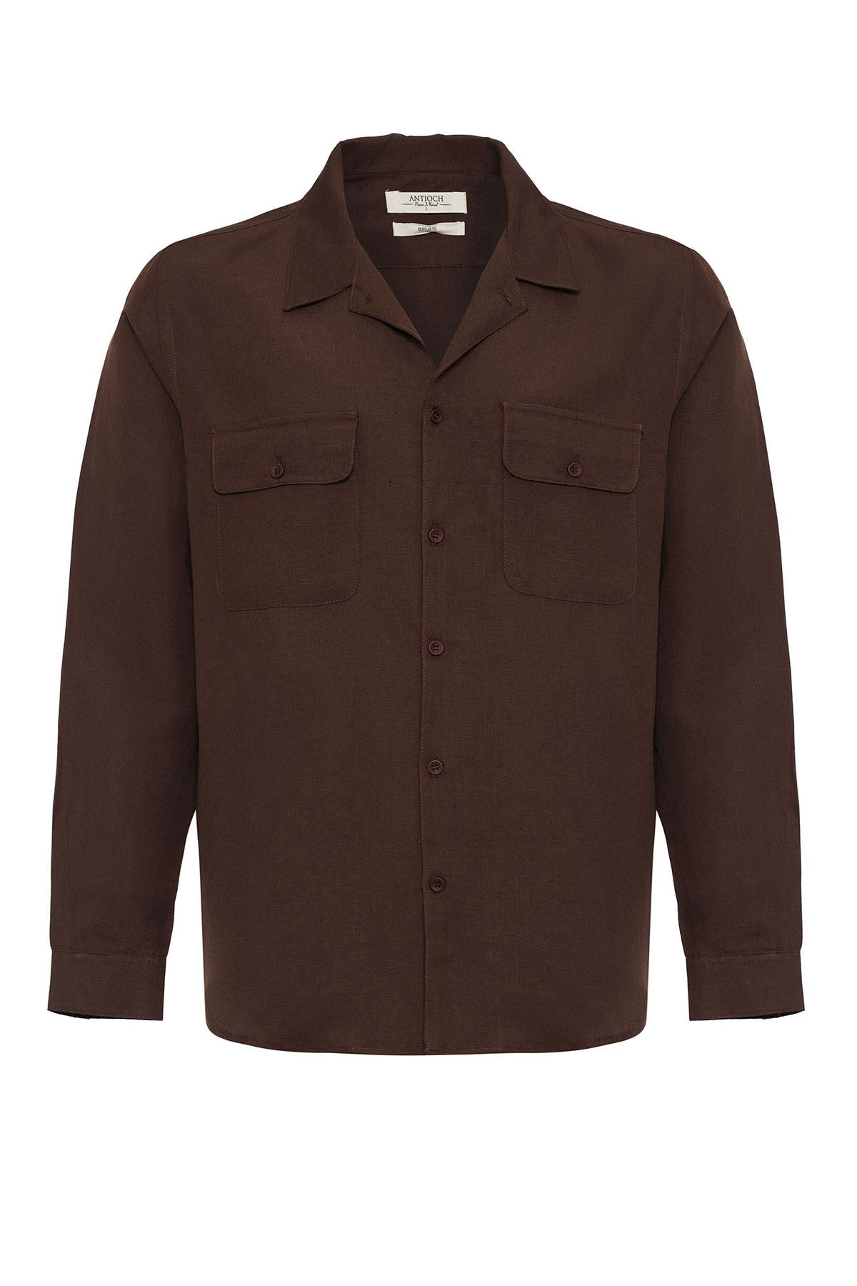 Antioch Apache Collar Linen-Blend Long-Sleeve Men's Shirt