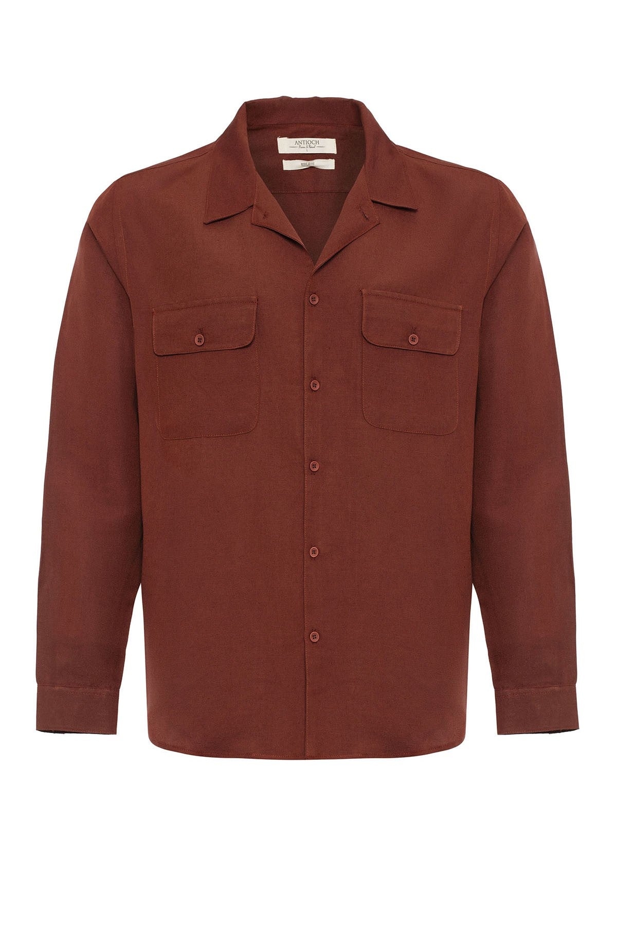 Antioch Apache Collar Linen-Blend Long-Sleeve Men's Shirt