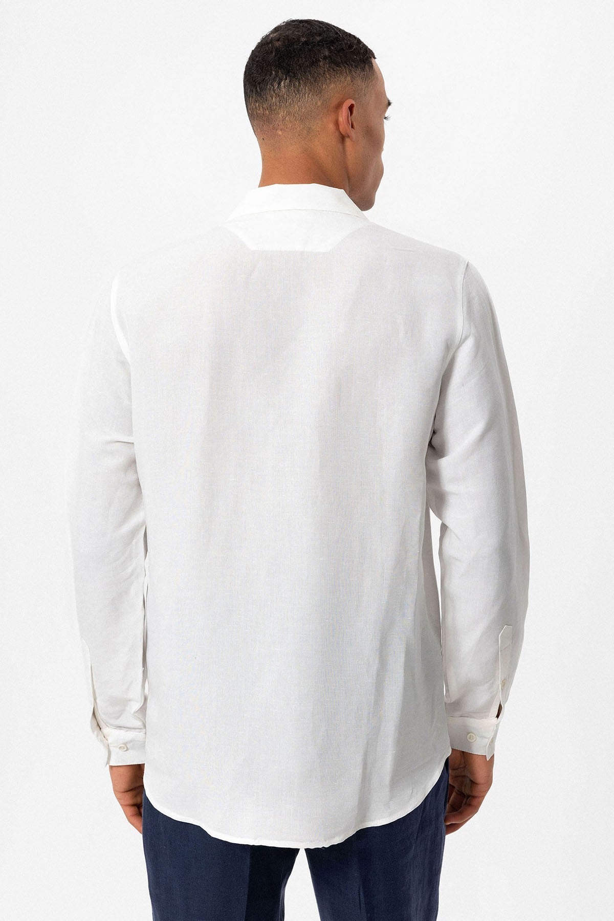 Antioch Apache Collar Linen-Blend Long-Sleeve Men's Shirt