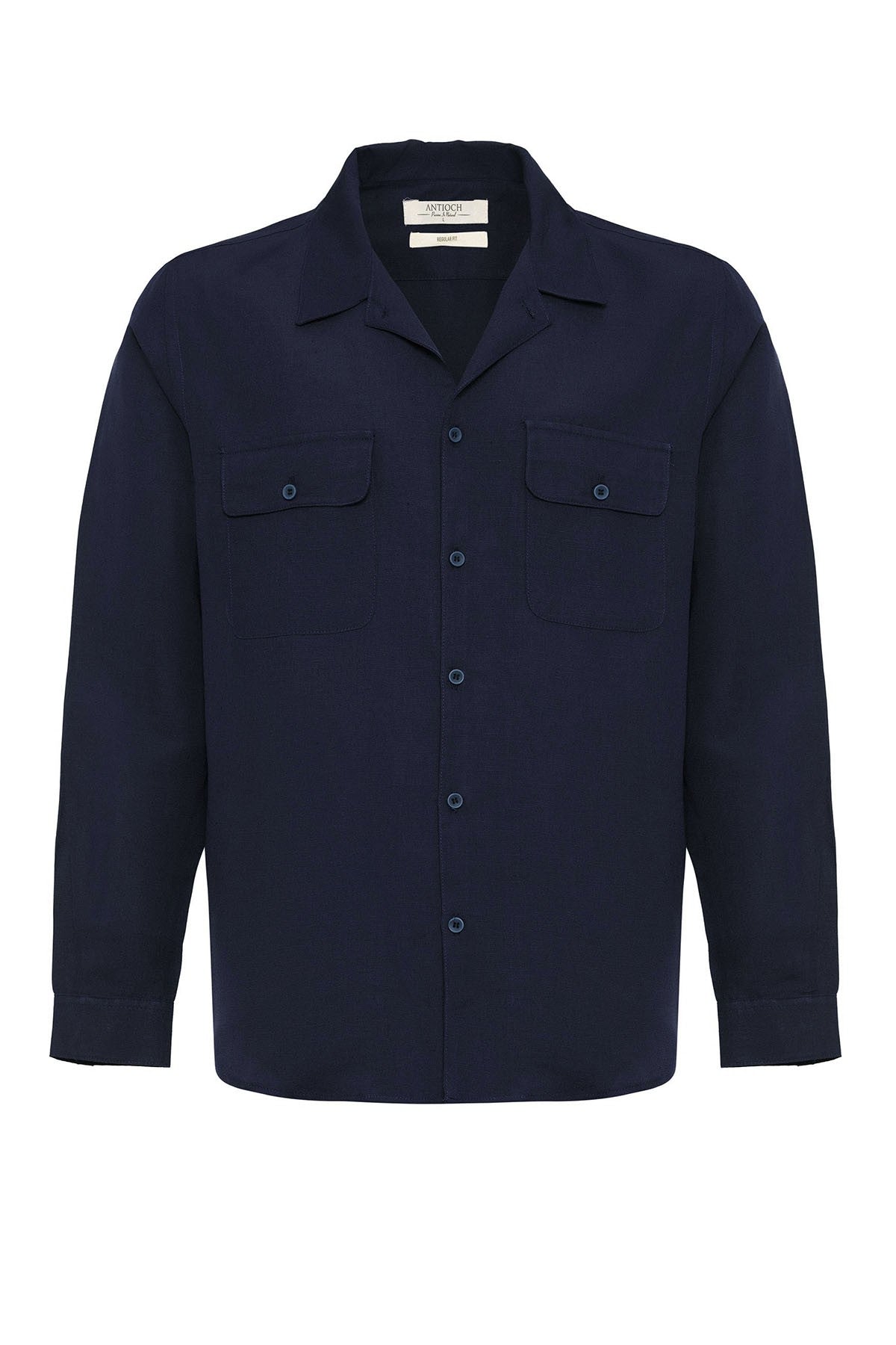 Antioch Apache Collar Linen-Blend Long-Sleeve Men's Shirt