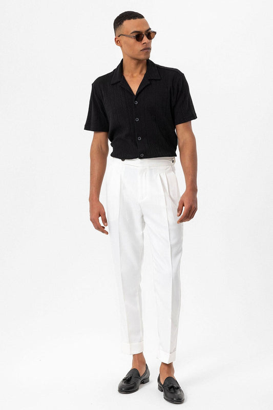 Antioch Men's Shirt with Apache Collar and Knitted Pattern