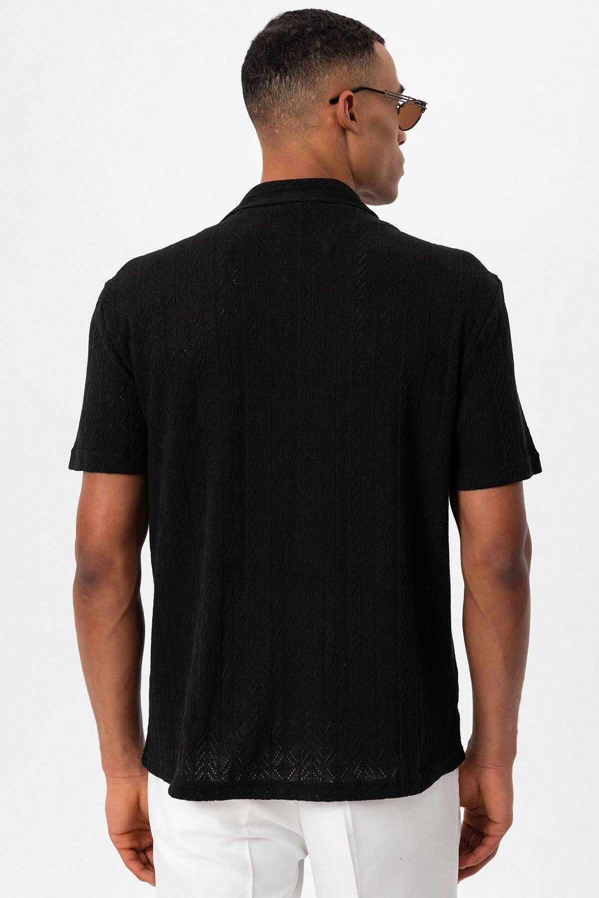Antioch Men's Shirt with Apache Collar and Knitted Pattern