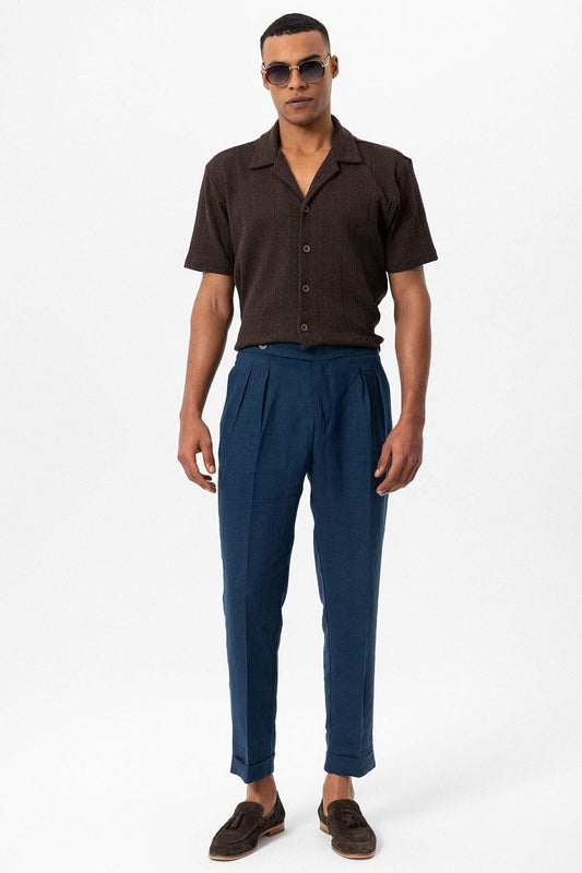 Antioch Men's Shirt with Apache Collar and Knitted Pattern