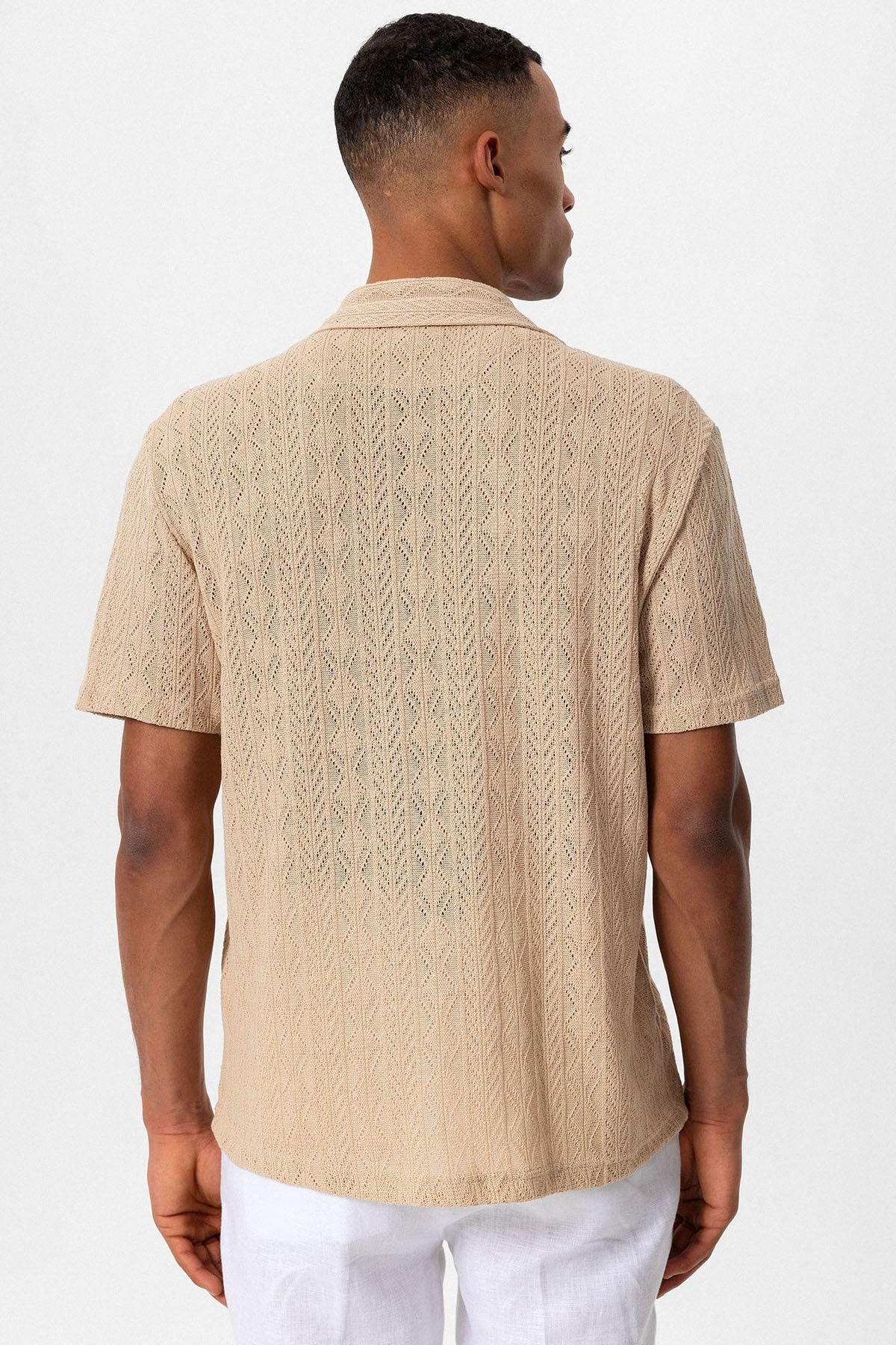 Antioch Men's Shirt with Apache Collar and Knitted Pattern