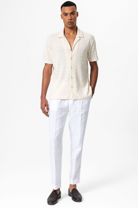 Antioch Men's Shirt with Apache Collar and Knitted Pattern