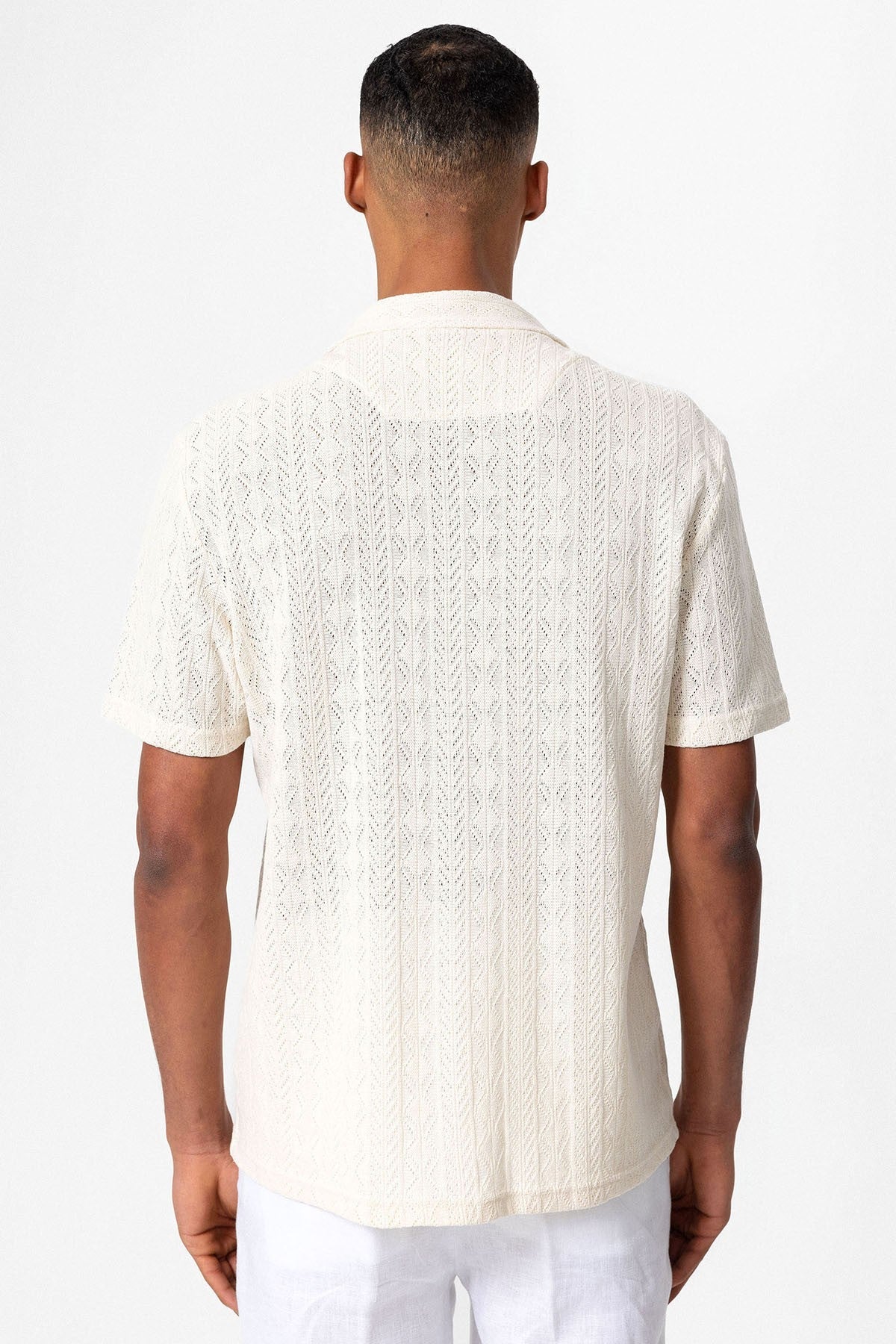 Antioch Men's Shirt with Apache Collar and Knitted Pattern