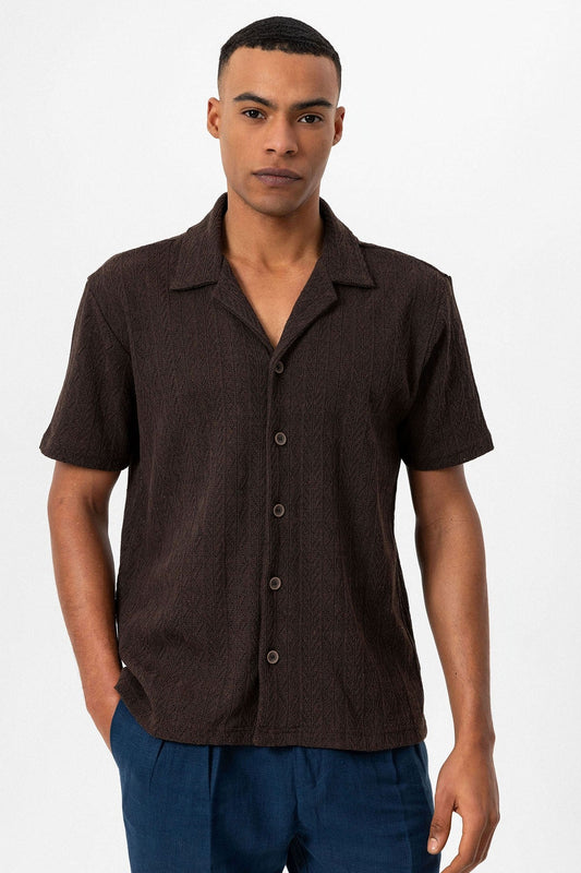 Antioch Men's Shirt with Apache Collar and Knitted Pattern