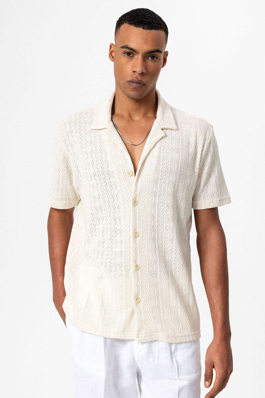 Antioch Men's Shirt with Apache Collar and Knitted Pattern