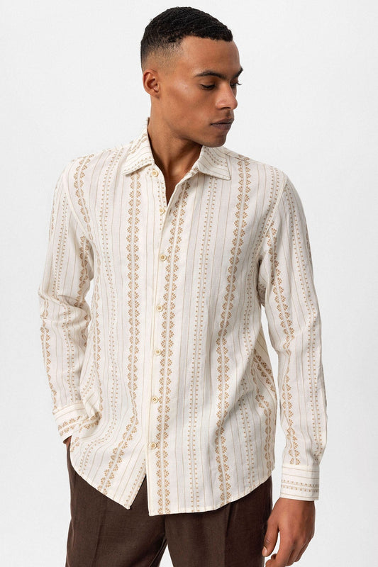 Antioch Long-Sleeved Men's Shirt with Ethnic Pattern