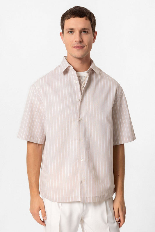 Antioch Oversized Short-Sleeve Striped Men's Shirt