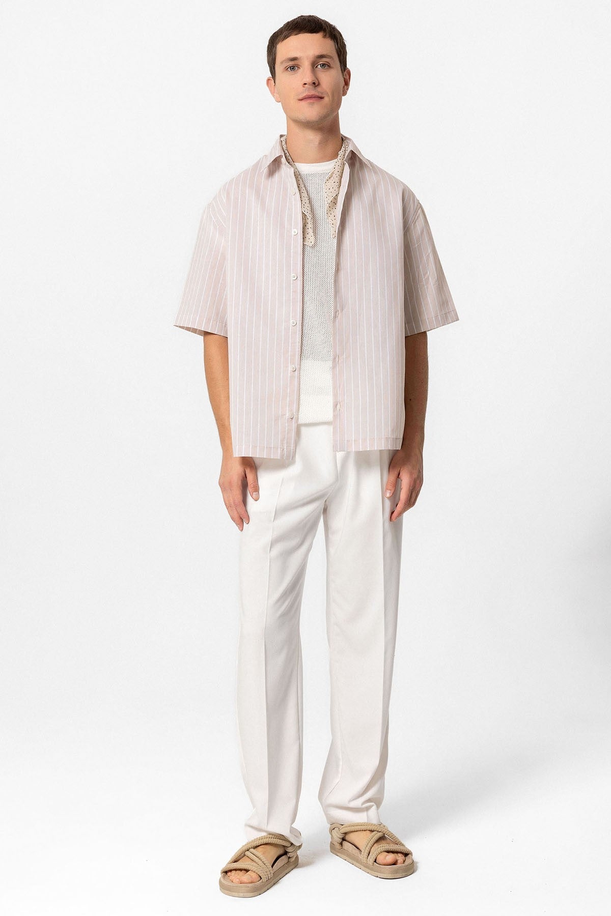 Antioch Oversized Short-Sleeve Striped Men's Shirt