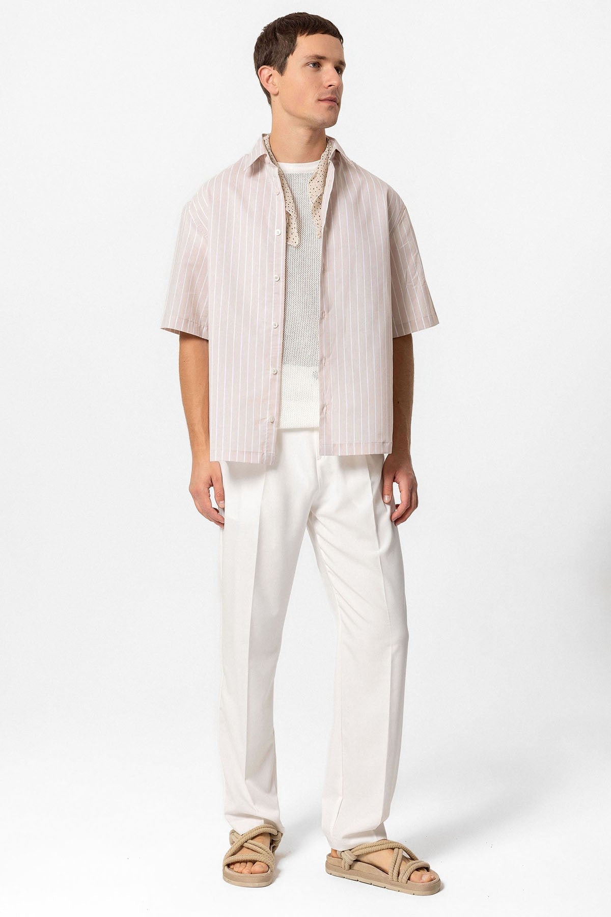 Antioch Oversized Short-Sleeve Striped Men's Shirt