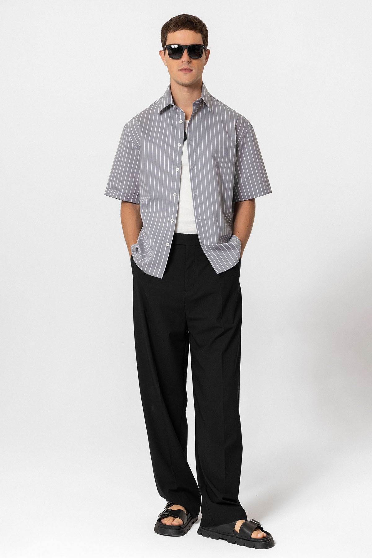 Antioch Oversized Short-Sleeve Striped Men's Shirt