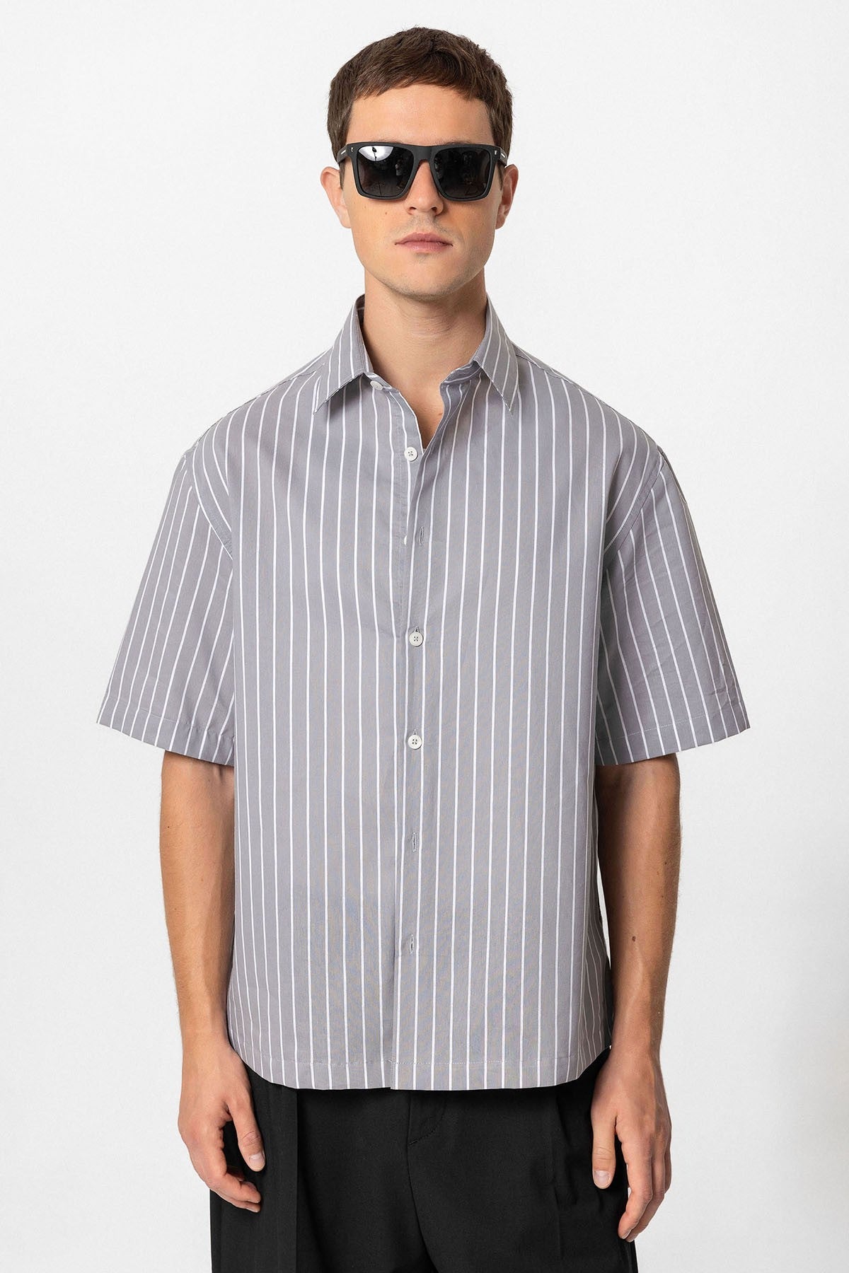 Antioch Oversized Short-Sleeve Striped Men's Shirt
